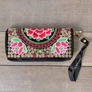 Embroidered Wristlet